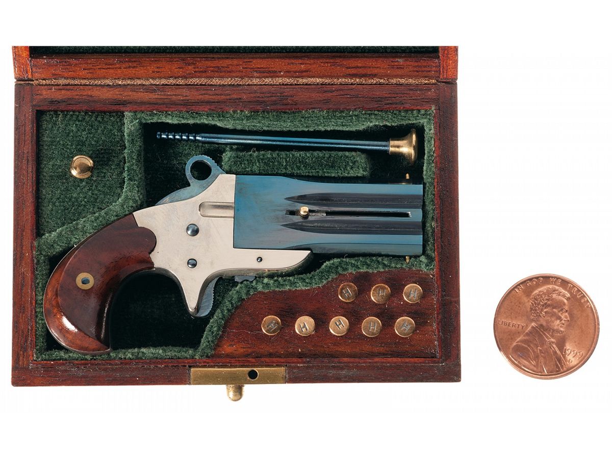 Cased Miniature L.H. Smith Production Frank Wesson Double Derringer