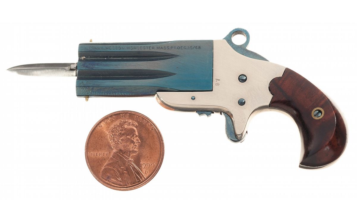 Cased Miniature L.H. Smith Production Frank Wesson Double Derringer
