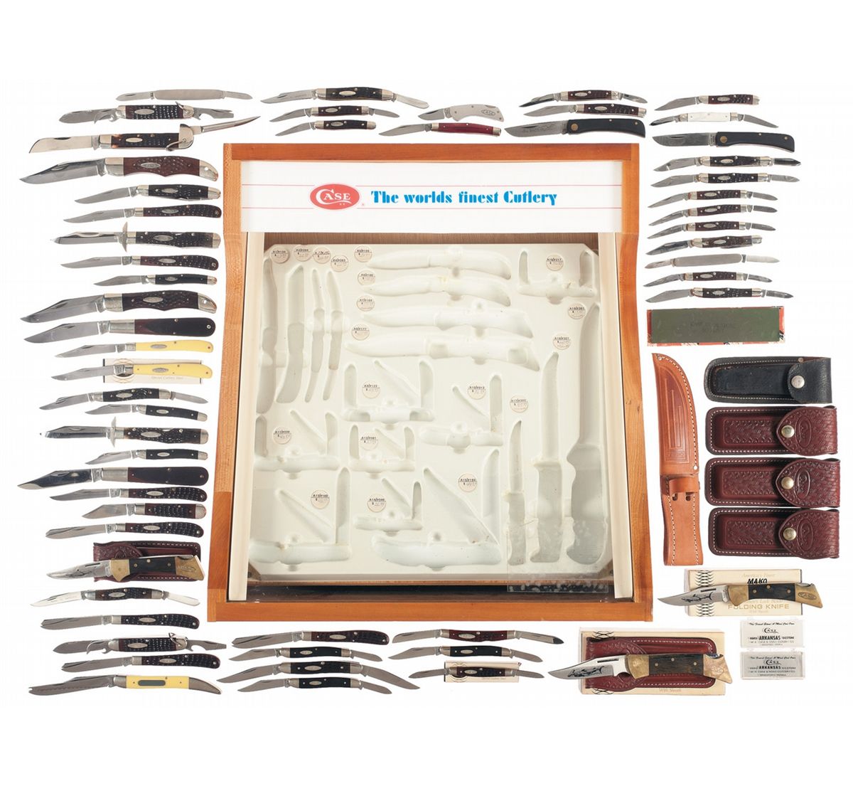 Case Knife Display Case with Collection of Knives
