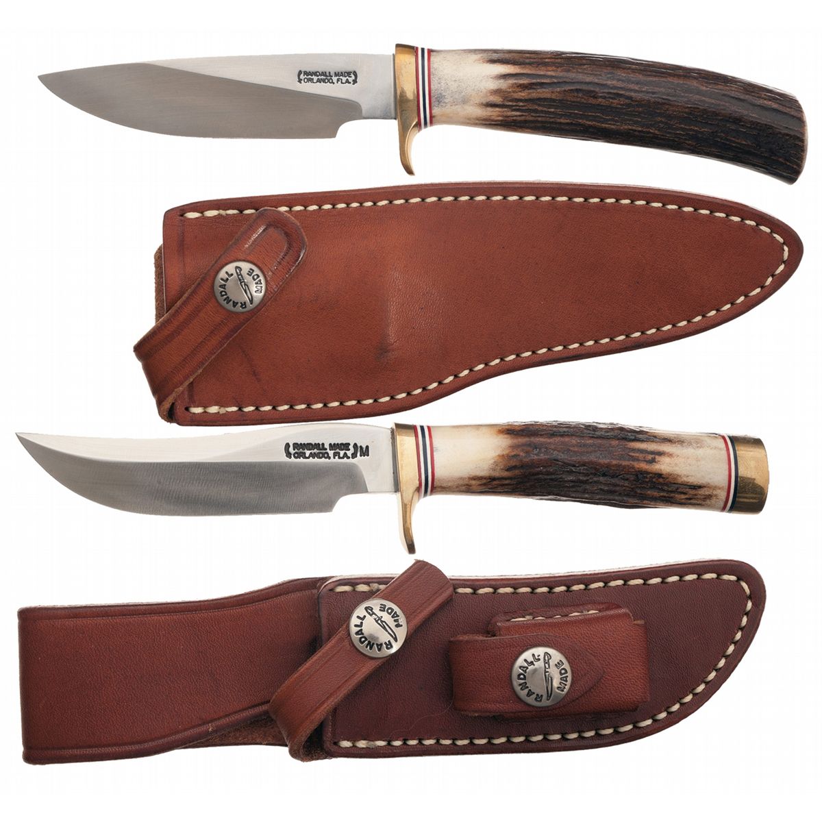 Two Randall Stag Handle Knives with Sheaths