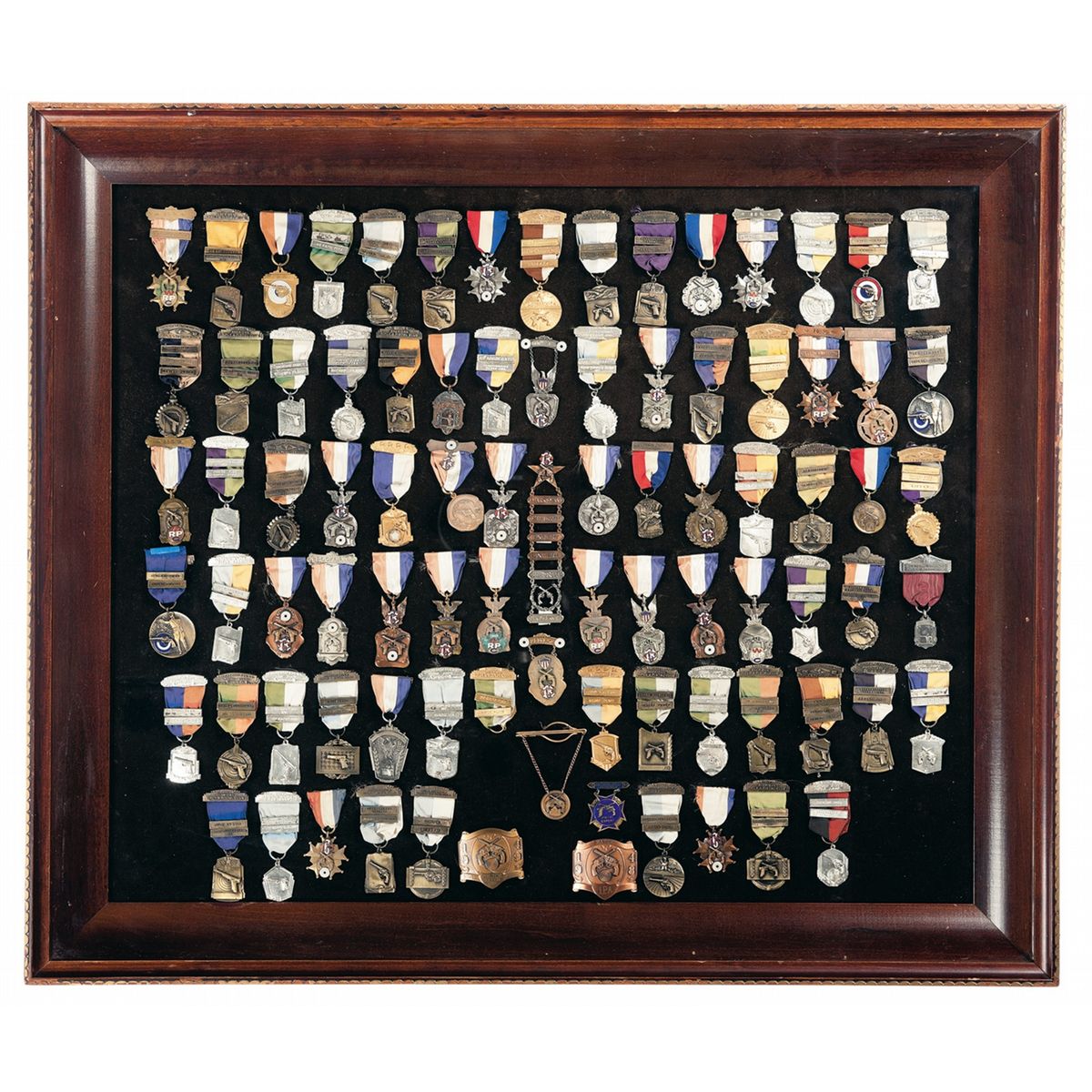 Large Framed Grouping of Pistol Shooting Awards