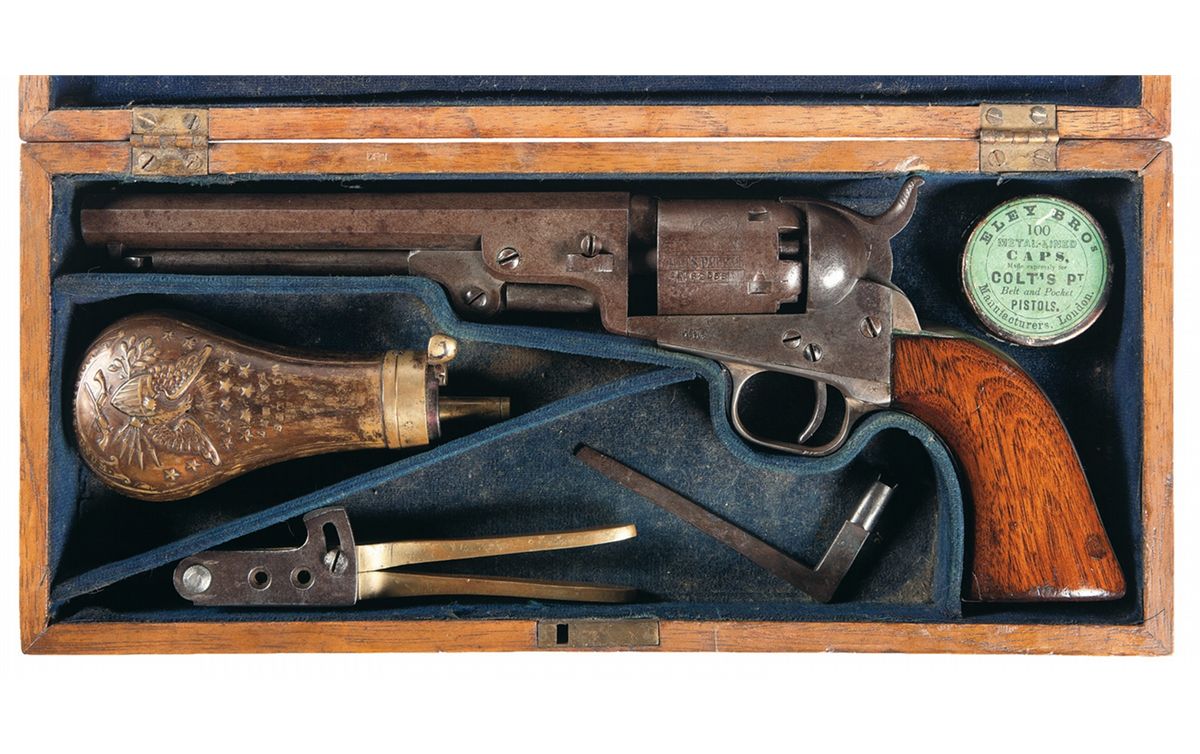 Cased Inscribed Colt Model 1849 Percussion Pocket Revolver