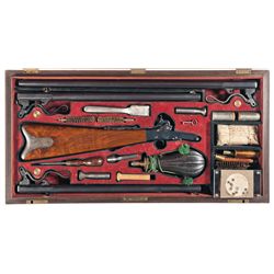 Excellent Cased Three Barrel Set Maynard Single Shot Percussion Rifle/Shotgun with Target Attributed