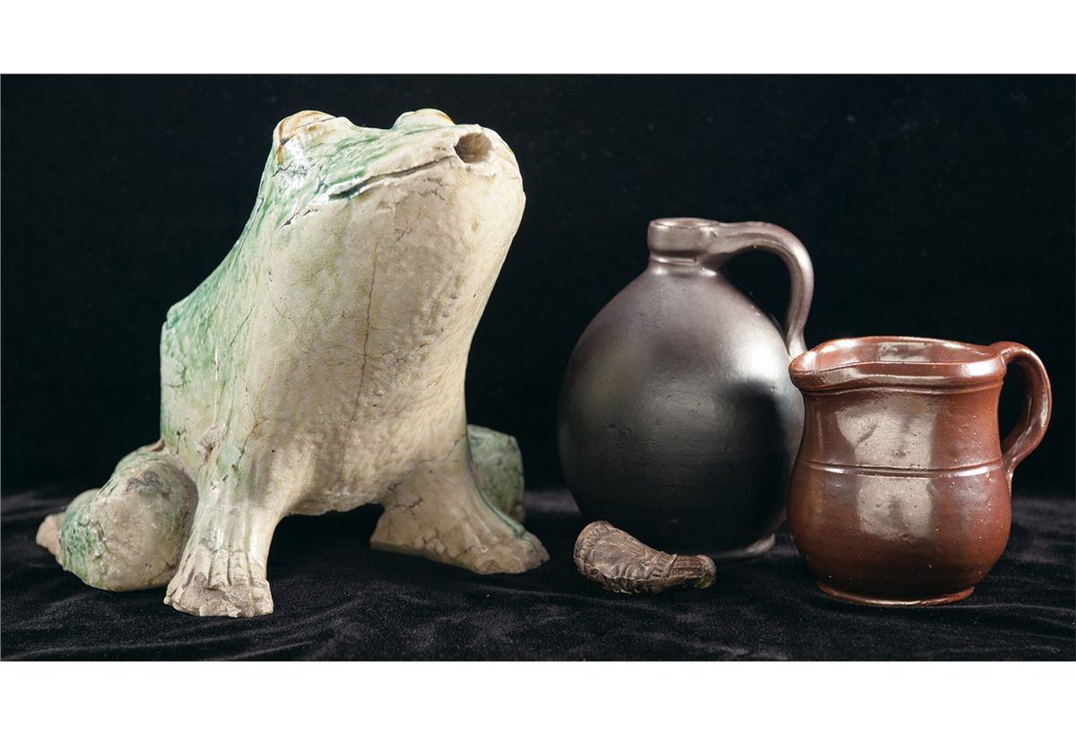 Four Stoneware Items, Including an Anna Pitcher