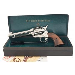 Excellent Early Second Generation Nickel Plated Colt Single Action Army Revolver with Original Black