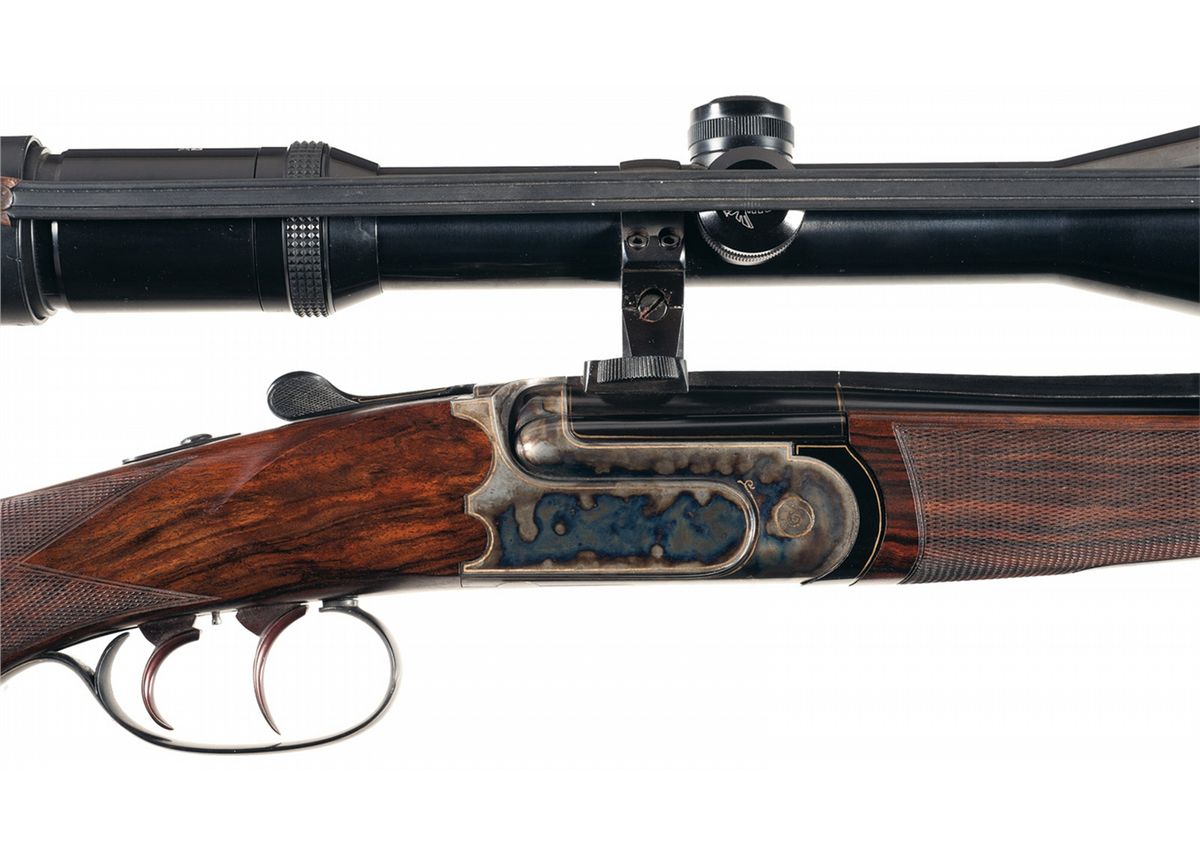 Perugini & Visini Gold Inlaid Hammerless Rifle with Scope and Case