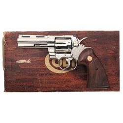 Colt Nickel Python Double Action Revolver with Original Box