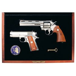Scarce Cased Colt Double Diamond Officers Model/Python Set