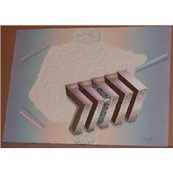 Luis Mazorra, Purple Trifocal, Etching with Collage