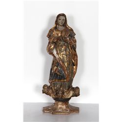 Religious Figure IV, Hand-Carved and Painted Wood Sculpture