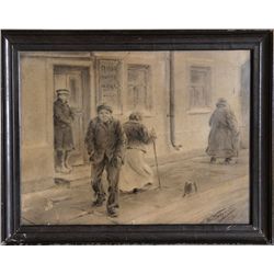 Vladimir Makovsky, Street Scene, Watercolor