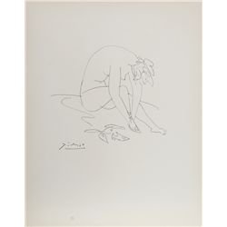 Pablo Picasso, Nude Tying Shoe, Etching