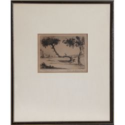 Elias M. Grossman, Trees in Palastine, Etching