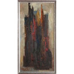 Edith Montlack, Towering City, Oil Painting