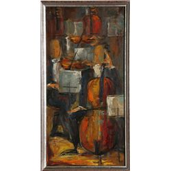 Edith Montlack, String Section, Oil Painting