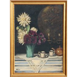 F. Weber, Still Life with Flowers, Oil Painting