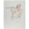 Image 1 : Ira Moskowitz, Clarinet Player, Ink and Pastel Drawing