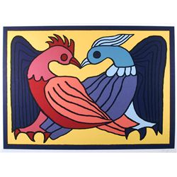 Victor Delfin, Two Kissing Doves, Serigraph