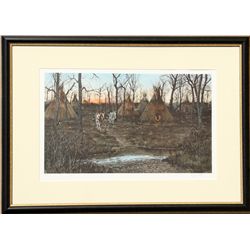 Gordon Phillips, Indian Camp, Offset Lithograph