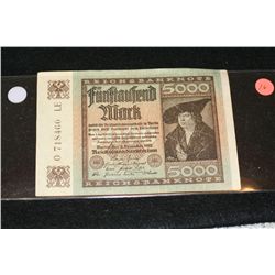 1922 German 5000 Funflaufend Mark Foreign Bank Note