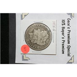 1895-S Silver Morgan $1, Key Date  **CeCe's Premium Special 10% Buyer's Premium-This Lot Only!**