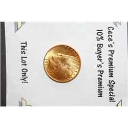 1911 Indian Chief $10 Gold Coin  **CeCe's Premium Special 10% Buyer's Premium-This Lot Only!**