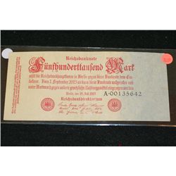 1923 German Funfhunderffanfend Mark Foreign Bank Note