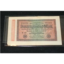 1923 German Swanzigfaufend Mark Foreign Bank Note