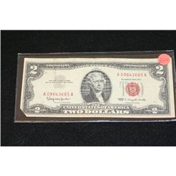 1963 United States Note $2, Red Seal, #A09643685A