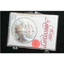 1996 Silver Eagle $1,  Happy Anniversary 