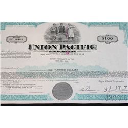 Union Pacific Corp. Stock Certificate dated 1976