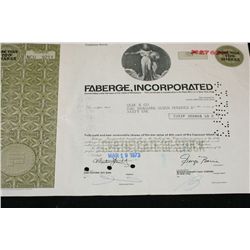 Faberge Inc. Stock Certificate dated 1973