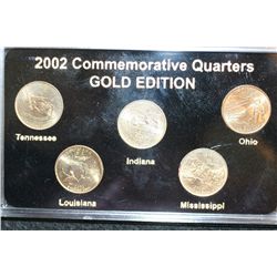 2002 US State Commerative Quarter Mint Set, Gold Edition, 24K Gold Layered, P&D Mints, BU