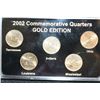 Image 1 : 2002 US State Commerative Quarter Mint Set, Gold Edition, 24K Gold Layered, P&D Mints, BU