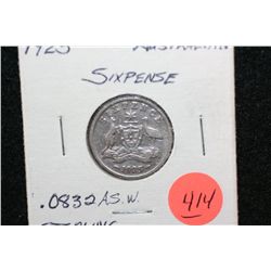1925 Australia 6 Pence Foreign Coin, .0832 ASW Sterling