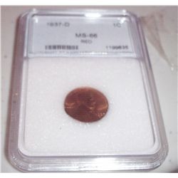 1937-D MS-66 RED LINCOLN WHEAT CENT