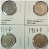 Image 1 : 2  1914D-2 21S   Buffalo nickels  full horn clear dates