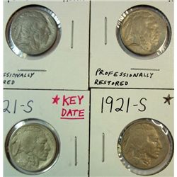 4  1921S   Buffalo nickels  full horn clear dates