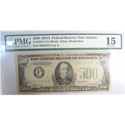 1934A  FRN $500  PMG15 choice fine