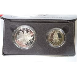 1989 CONGRESSIONAL COIN, COMMEMORATIVE PROOF SILVER DOLLAR AND CLAD HALF DOLLAR