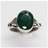 Image 1 : NATURAL 4.52 GRAMS EMERALD OVAL RING .925 STERLING SILV