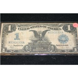 1899 US Silver Certificate $1, Blue Seal, #M70826766A, Large Flying Eagle