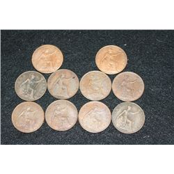 Great Britain One Penny Foreign Coin, various dates & conditions, lot of 10