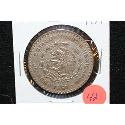1957 Mexico Un Peso Foreign Coin