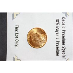 1926 Indian Chief $10 Gold Coin  **CeCe's Premium Special 10% Buyer's Premium-This Lot Only!**