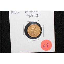 1856 Indian Princess $1 Gold Coin, Type III