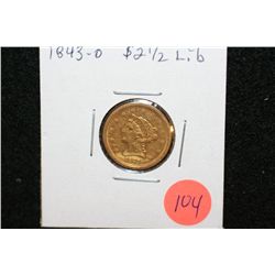 1843-O Liberty $2 1/2 Gold Coin