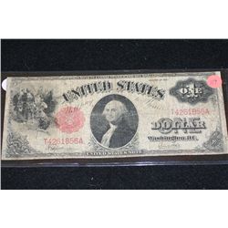 1863 United States Note $1, Red Seal, #T4261856A Large Washington Bill