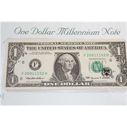 1999 US Federal Reserve Note $1, Atlanta GA Reserve, #F20011152H; Millennium Note (Features 2001 in 