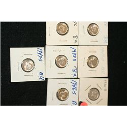 1936-D Mercury Dime, 1947-D Roosevelt Dime, BU, 1955 Roosevelt Dime, BU, 1946 Roosevelt Dime, BU, 19